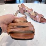 Bottega Veneta  Light Brown Leather Strappy Block Heel Sandal with Gold Buckle 8B Photo 13