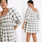 Madewell NEW  Lucie Elbow-Sleeve‎ Smocked Mini Dress in Lebaum Plaid, XL Photo 1
