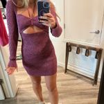 Jonathan Simkhai Danika long sleeve halter knit cutout mini dress size S small Purple Photo 5