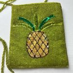 Lime Green Beaded Pineapple Crossbody Phone Bag Sequins Summer Tropical Photo 0