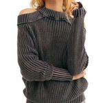 Free People Half Moon Bay Washed Grey Charcoal Oversized Pullover Sweater NWT S Photo 0