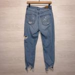 American Eagle  High Rise Distressed Mom Jeans Raw Hem Stretch size 6 Photo 7
