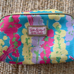 Lilly Pulitzer Estee Lauder Cosmetic Makeup Bag Pouch Blue Floral preppy Zip Photo 0