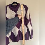 ZARA  Argyle Purple print Chinky Sweater size M Photo 4