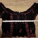 Free People  Black Sheer Lace Embroidered Crop Top Tank Medium Purple Festival Photo 4