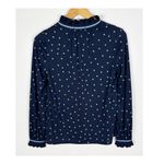 Boden USA Boden Bronwyn Jersey Top Blue White Polka Dot Ruffle Size 4 Photo 5