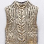 ZARA Good Metallic Cable Knit Sweater Vest Photo 0