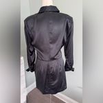 Frame  Strong Shoulder Mini Dress in black stretch silk. sz M cocktail festive Photo 2