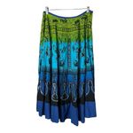 Jasmine  India Cotton Skirt Blue Green Paisley Sequin Hippie‎ Boho Size Small Photo 4