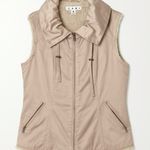 CAbi  Faux Shearling Lined Champagne Satin Zip Vest | Cozy Chic Neutral Layering Photo 2