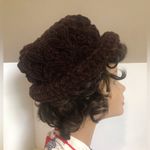Handmade Vintage Brown Chenille Roller Hat Photo 2