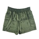 ZARA  Olive Green Satin Cargo Shorts High Waist Size Small Photo 3