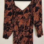 A New Day Black and Brown Abstract Long Sleeve Dress Photo 0
