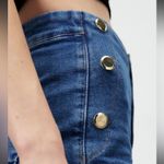ZARA High Waist Cropped Flare Jeans Gold Button Details Photo 2