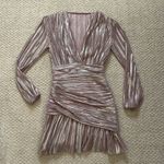 Maje Pleated Metallic Pink Dress Photo 4