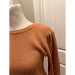 &merci &Merci Women's Ribbed Knit Pullover Sweater Light Brown M Lantern Sleeve Photo 2