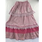 Women’s Pink Crochet Tiered Maxi Skirt Sz M Size M Photo 0