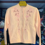 Vtg 1950s Pink Beaded Floral Cardigan Soft Size 36 Small Sequin Pearl Buttons Photo 0
