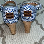 Toms  Sienna Diamond Print Woven Crisscross Strap Cork Wedge Sandals Size 8.5 Photo 4
