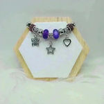 Cute Bracelet With Butterfly & Star Charms Purple Photo 0