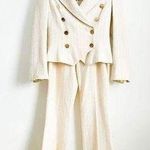 Edward Achour Paris Ivory Metallic Gold Stripe Tweed Double Breasted Suit Set Photo 0
