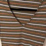 Bear Dance Ribbed Bodycon V-Neck Mini Dress Striped Long Sleeve Small Like New Photo 8