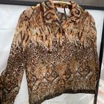 Alfred Dunner Petite Women’s Animal Print Burnout Button Up Blouse Photo 2