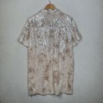 Pilcro Sequin Shirt Womens Large Beige Short Sleeve Button Front Collared Top Photo 3