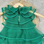 La Esquina Azul Women’s Organza Layered Ruffle Top Sleeveless Crop Party Green M Size M Photo 4