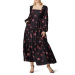 Nicholas Black Floral Printed Silk Tiered Long Sleeve Maxi Dress Size 8 Photo 12