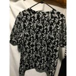 Cynthia Steffe Top XL Black White Floral Sheer Puff Sleeve Blouse New with Tags Photo 3