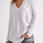 Free People  We The Free Betty Slouch V-Neck Long Sleeve White Size Medium NWOT Photo 0