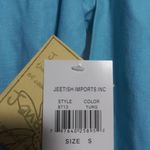 Jane Ashley  Blue Linen Button Front Top 3/4 Sleeves Casual Size Small Photo 4