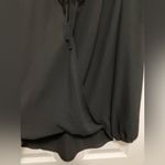 Veronica M  Black Faux Wrap Surplice Long Sleeve Blouse Photo 3