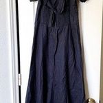 Reformation  Dress Denver Linen Slit Tie-Back Midi Wedding Summer Black 6 GUC Photo 1