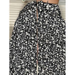 HYFVE Black/Ivory Floral Faux Wrap Button Up Back Short Sleeve Blouse Sz L Crop Photo 7