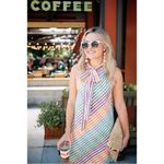 J.Crew Tie Neck Rainbow Gingham Dress Size 8 Plaid Preppy Bow Summer Photo 6