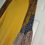 Umgee Floral Mixed Print Ruffled Bell Sleeve Waffle Knit Top Size Medium Yellow Photo 5
