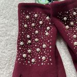 Adrienne Vittadini  Pearl Rhinestone Touchscreen Gloves Burgundy OS -NWTS Photo 2