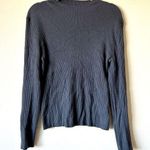 H&M Large Black Ribbed Knit Sweater fall winter crewneck blouse very stretchy Photo 0