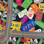 Perry Ellis Vintage  Silk Square Scarf Colorful License Plate Novelty Print 31” Photo 4