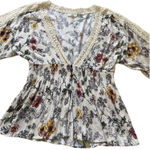 Coco & Jamieson crinkle rayon floral with Lace trim BOHO size M Yellow Size M Photo 0