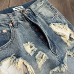One Teaspoon Junk Yard Low Rise Distressed Curved Hem Mini Jean Skirt Blue 25 Photo 5