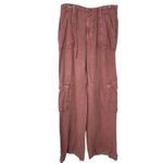 Anthropologie Pilcro Beach Cargo Pants Coral Linen Blend Wide Leg Women 25 Tall Red Photo 1