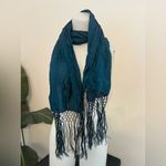 Oscar de la Renta Oscar Del Renta Elegant Blue Scarf with Fringe Photo 2
