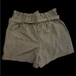 HAVE Black/White Striped Elastic Waist Fabric‎ Belt Shorts Size S Black Photo 3