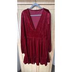 Halara Women's  Wine Red Velvet Long Sleeve Holiday Party Dress SZ 3X NWT -V Neck Photo 1