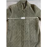 Women’s Quilted Leather Button Down Utility Barn Jacket medium Green Photo 4