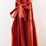 Nation Ltd Everly Frilly Ruffle Strap Tiered Cotton Midi Dress Cayene Red Small Photo 9