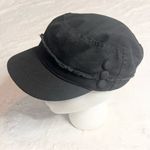American Vintage Vintage Y2K Black Frayed Button Detail Cadet Style Army Cap Women’s Hat Photo 2